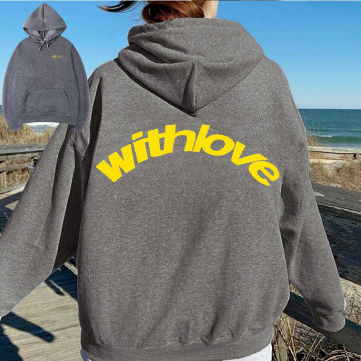Unisex nan oversized Kapuzenpullover mit großflächigem Rückenprint, Kängurutasche und gerippten Bündchen Drune