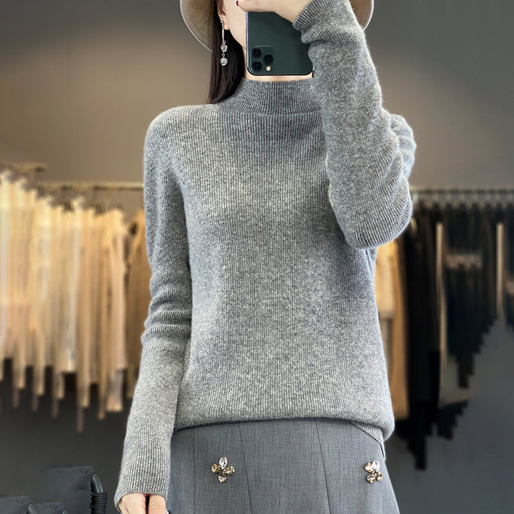 Damen Premium-Feinstrick-Mockneckpullover mit extra langen Ärmelabschlüssen und feiner Rippenstruktur Drune