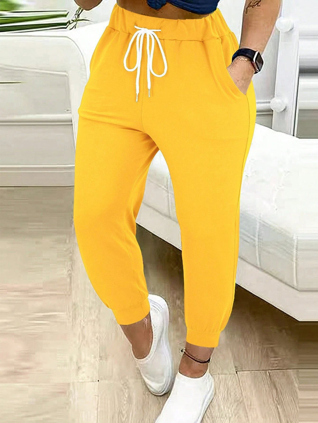 Damen Lässige Jogginghose mit Kordelzug, elastischem Komfortbund und schmalem Bündchen Drune