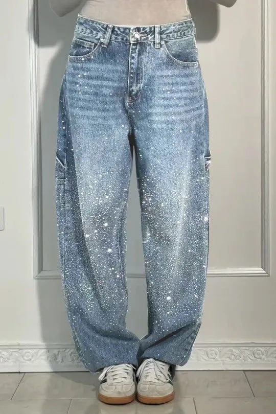 Femme Designer High-Waist-Jeans mit himmlischen Verzierungen Drune