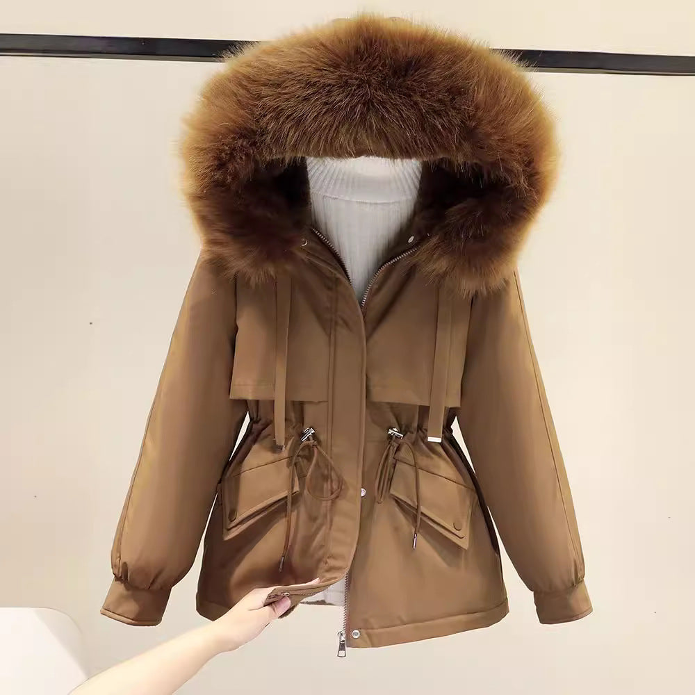 Damen Winterjacke mit funktionalem Reißverschluss und abnehmbarem Kunstpelzkragen Drune
