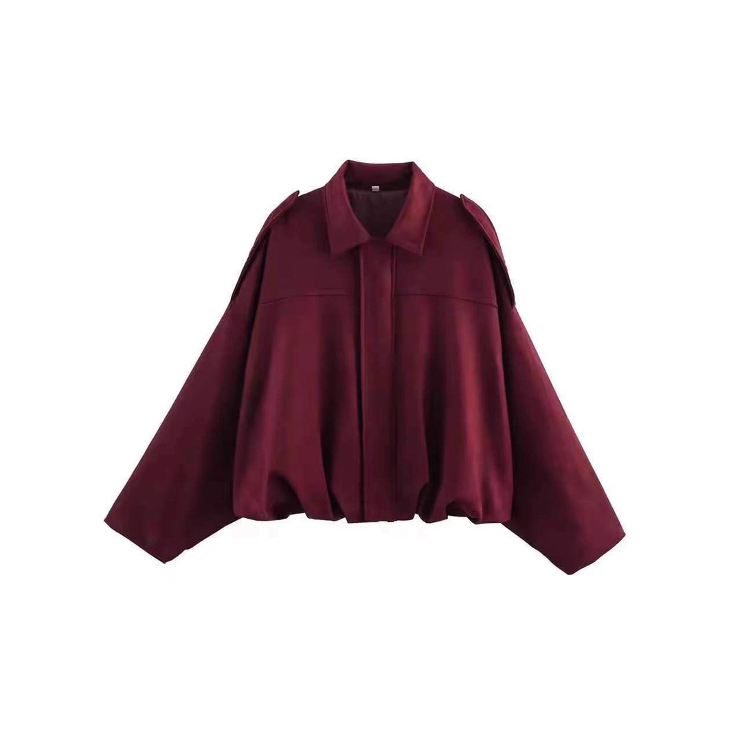 Damen Kurzjacke im Oversize‑Schnitt mit Ballon Saum und Schulterklappen Drune