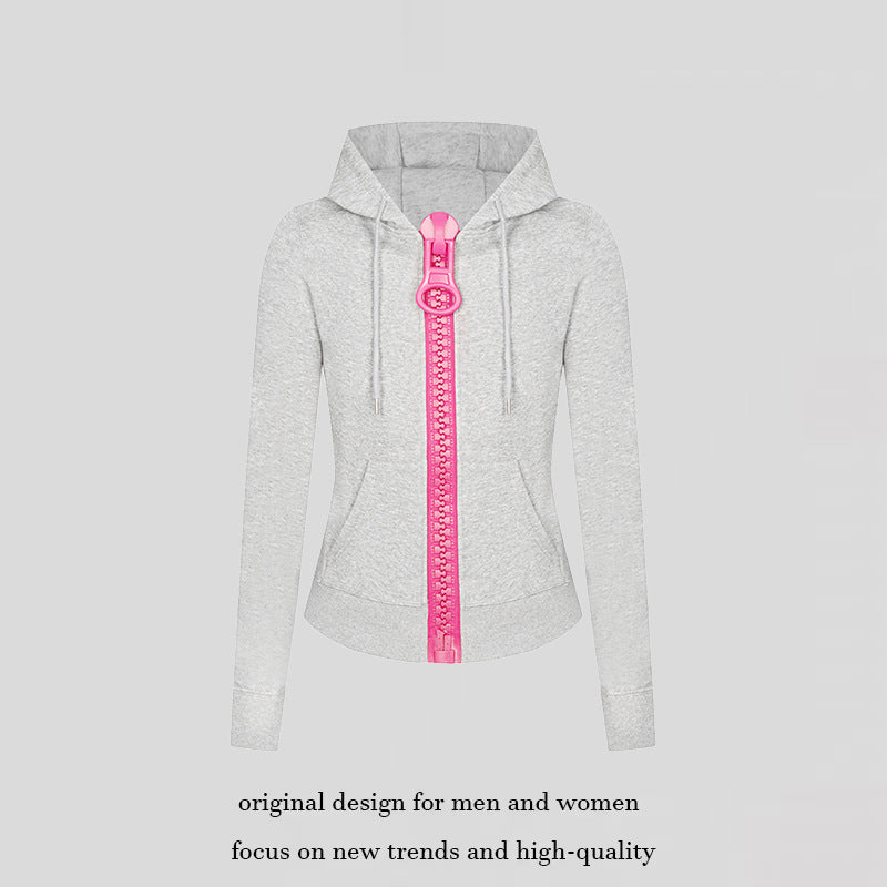 Damen Kapuzen-Sweatjacke mit markantem Zierreißverschluss und Kängurutasche Drune