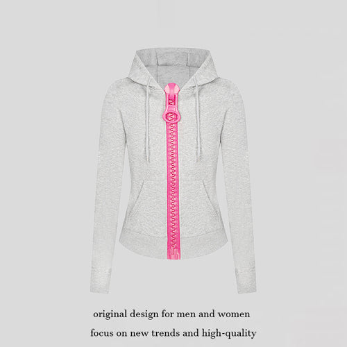 Damen Kapuzen-Sweatjacke mit markantem Zierreißverschluss und Kängurutasche Drune