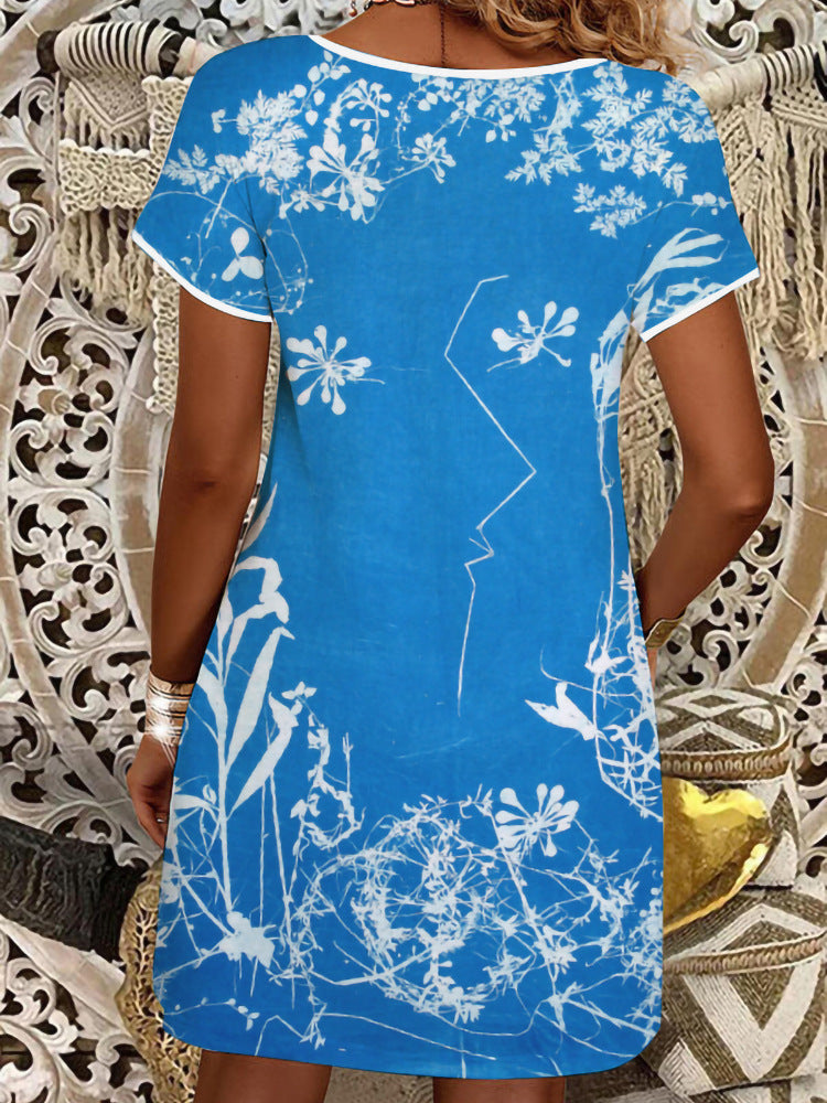Damen Sommerliches T-Shirt-Kleid mit floralem Print Drune