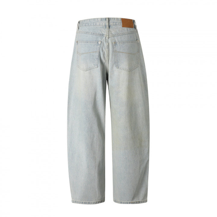 Damen Locker geschnittene Straight‑Leg Denimhose mit hoher Taille und soften Stonewash-Details Drune