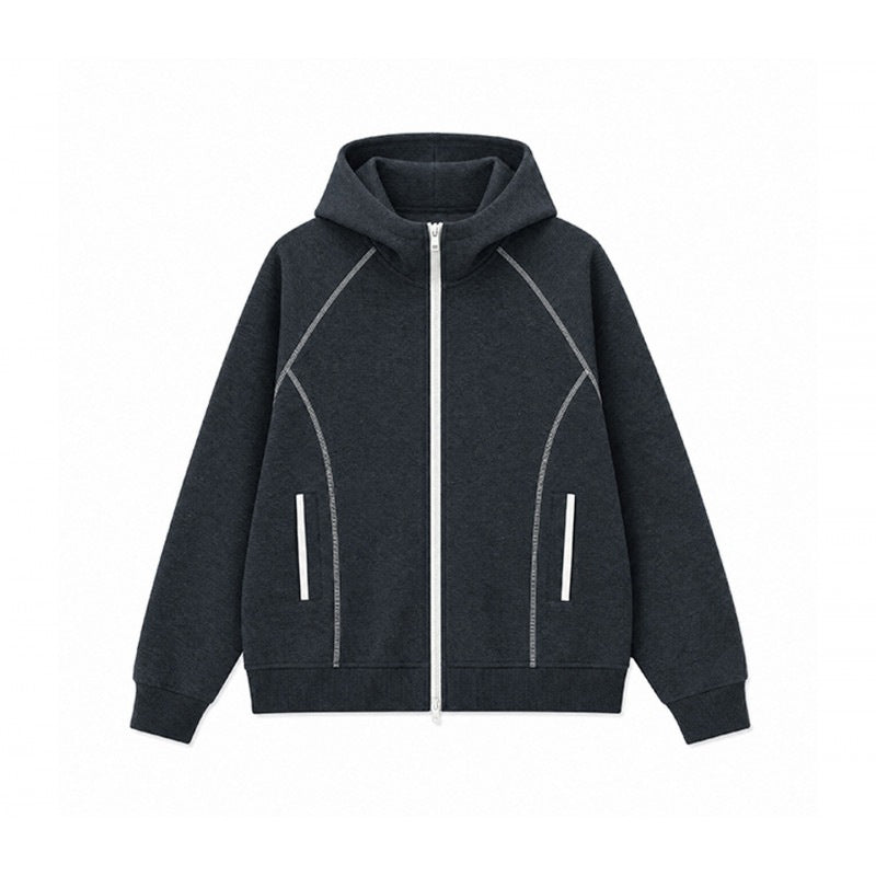 Herren Sportliche Kapuzen-Sweatjacke mit Kontrast-Reißverschluss und ergonomischen Nähten Drune