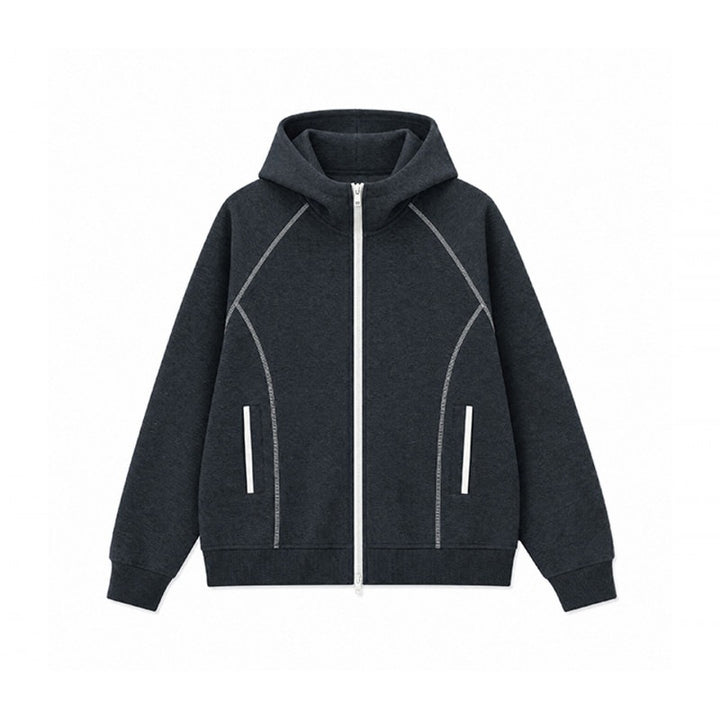 Herren Sportliche Kapuzen-Sweatjacke mit Kontrast-Reißverschluss und ergonomischen Nähten Drune