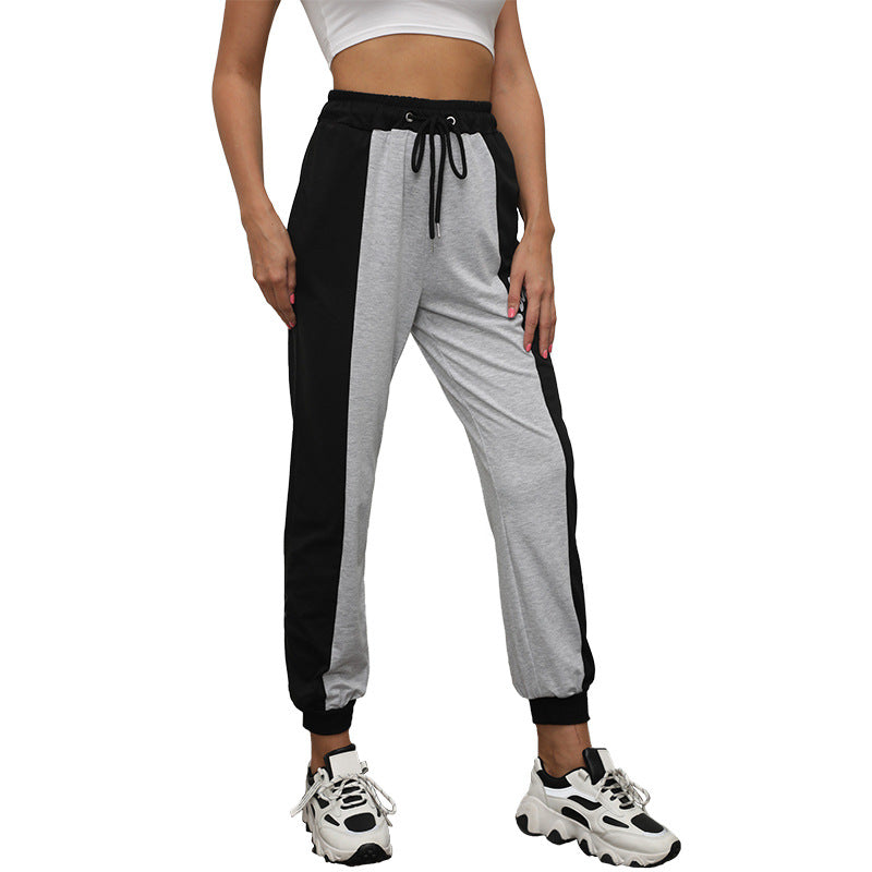 Damen Sportive Jogginghose mit Colorblock, Tunnelzug und elastischen Bündchen Drune