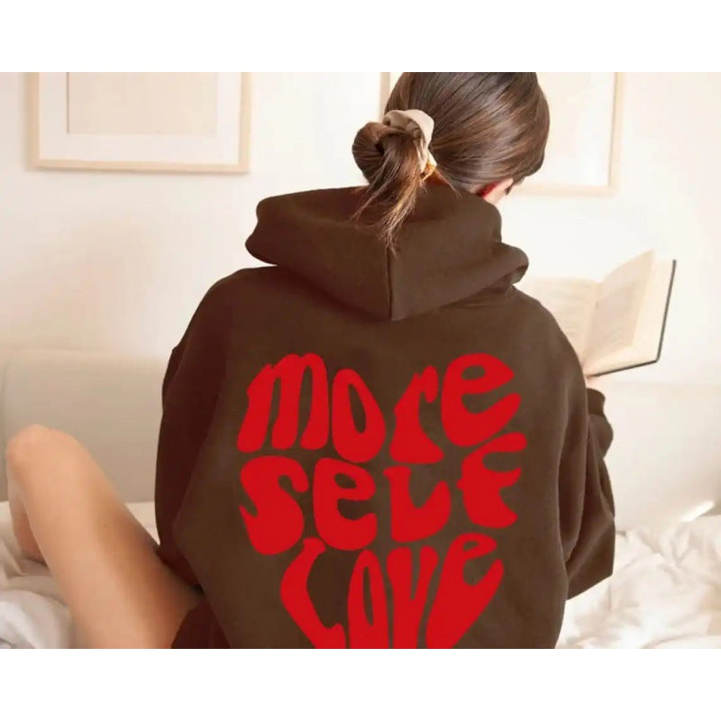 Damen oversized Kapuzenpullover mit kreativem Herzmotiv Drune