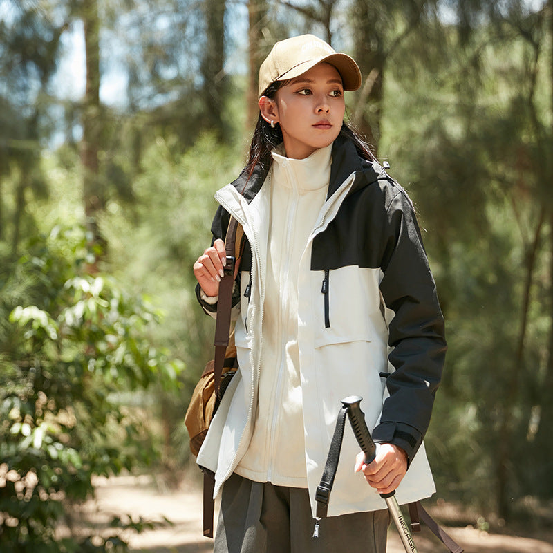 Herren technische Outdoorjacke mit Kapuze, wasserabweisender Membran und multifunktionalen Reißverschlusstaschen Drune