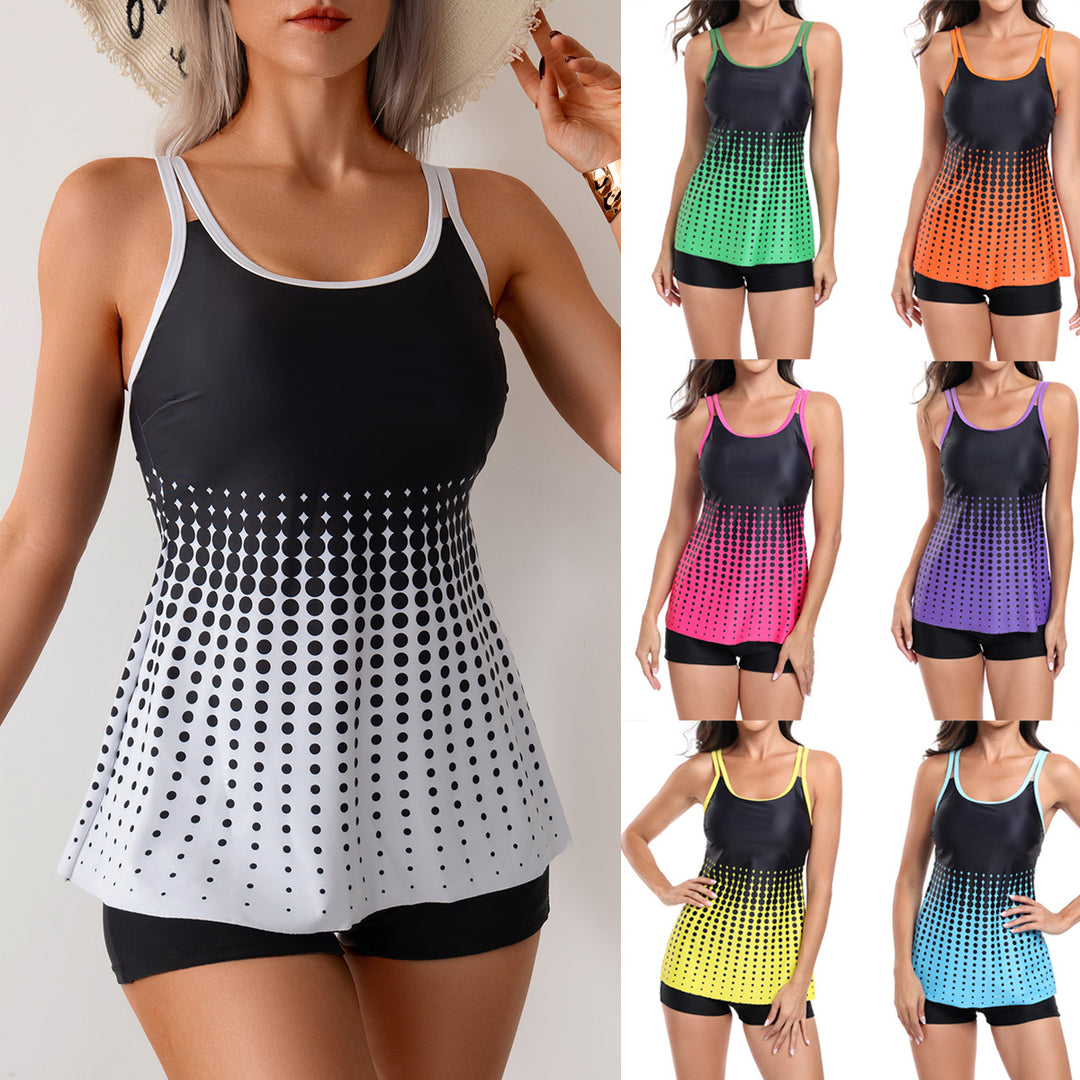 Damen Tankini-Set mit sportlichem Schnitt und elegantem Punktenmuster Drune