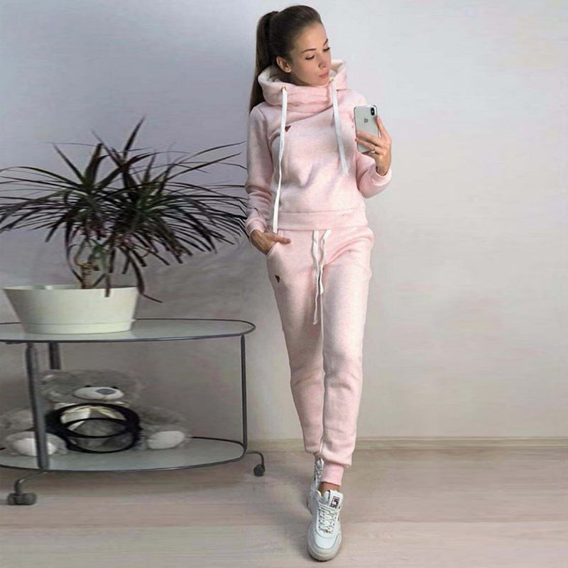 Damen Sportliches Hoodie-Set mit bequemer Passform und elastischen Hosen Drune