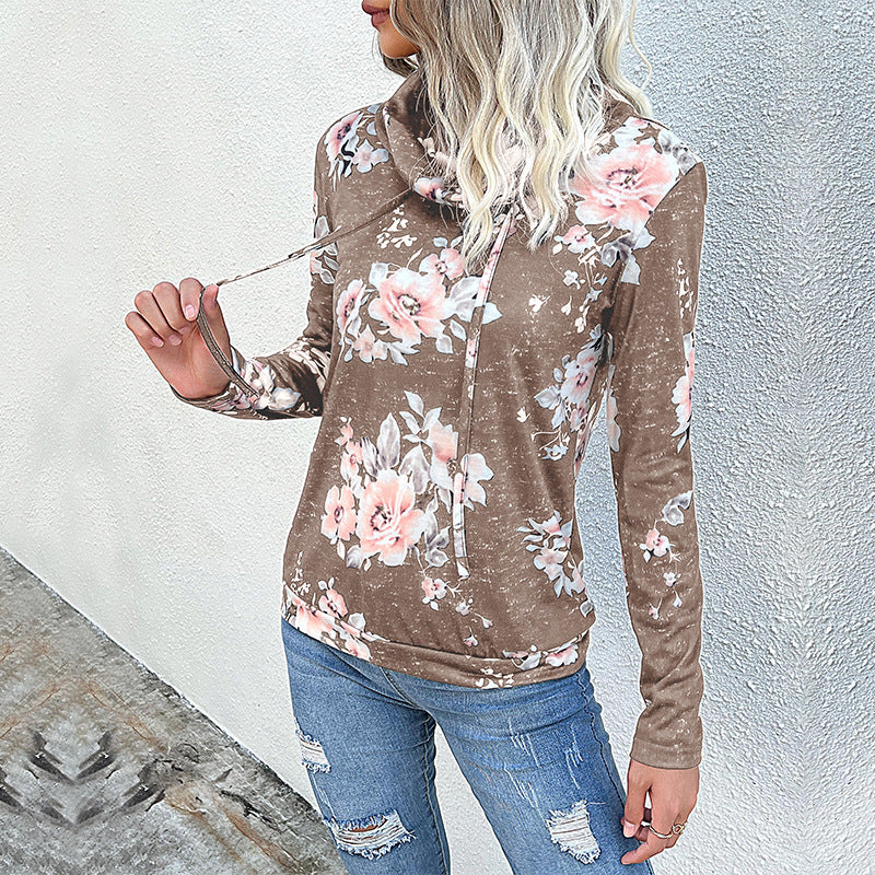 Damen Floral Motiv Hoodie Drune
