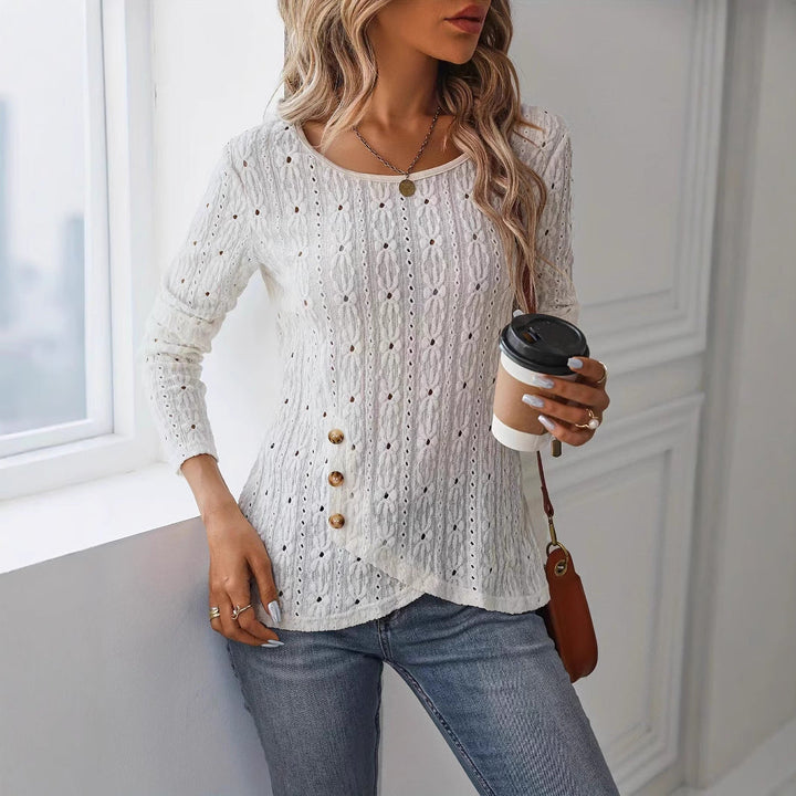 Drune | Langarm Strickjacquard Knopfoberteil