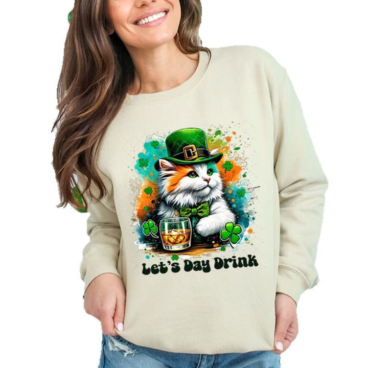 Damen Sweatshirt mit lustigem Katzenmotiv und inspirierendem Schriftzug Drune