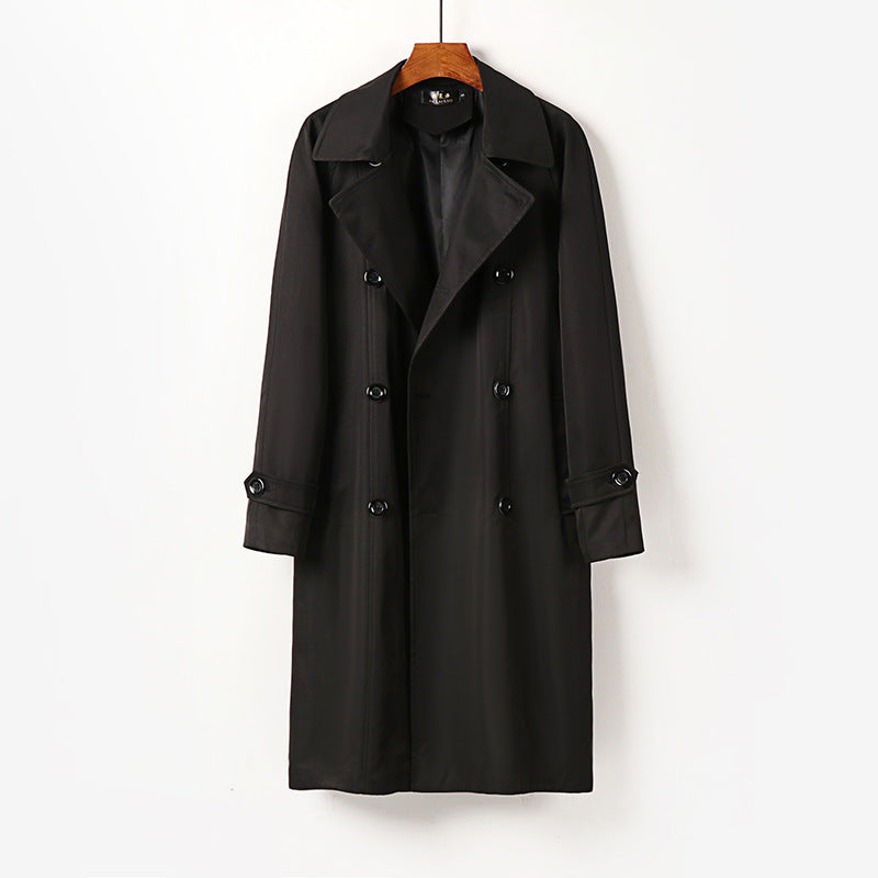 Herren Wasserabweisender Doppelreihiger Trenchcoat mit breitem Revers und knieumspielender Länge Drune