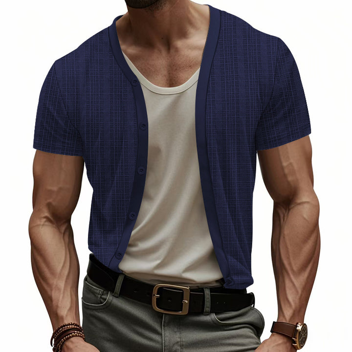 Herren kurzärmliges Cardigan Hemd Drune