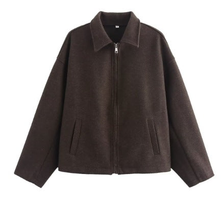 Damen 3100+ lässige kurze Fleece‑Blousonjacke im Boxy‑Cut mit Reißverschluss und Umlegekragen Drune