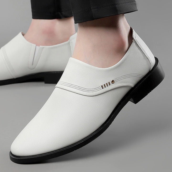 Herren Eleganter Slip-On Business-Halbschuh mit spitzer Zehenkappe und dezenter Perforation Drune