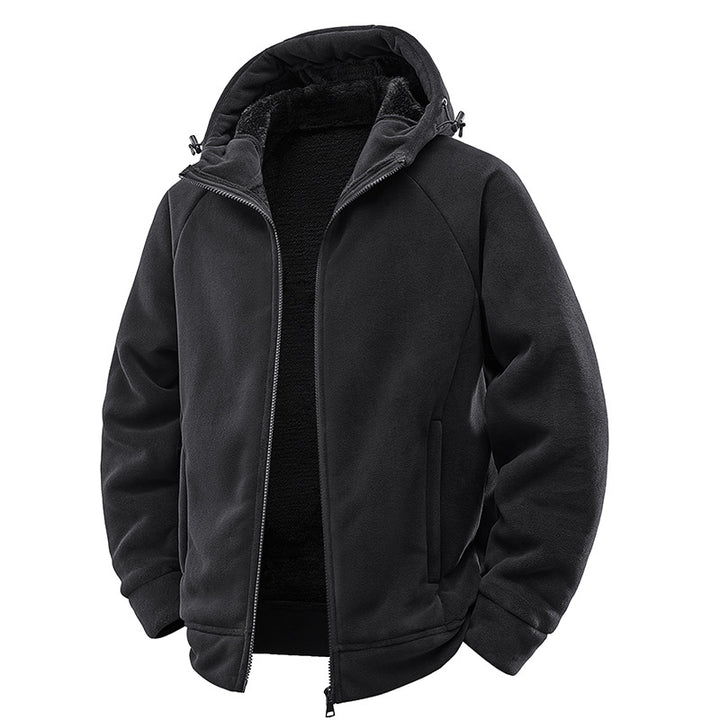 Herren Teddygefütterte Fleece‑Kapuzenjacke mit Thermofutter, durchgehendem Reißverschluss & Eingrifftaschen Drune