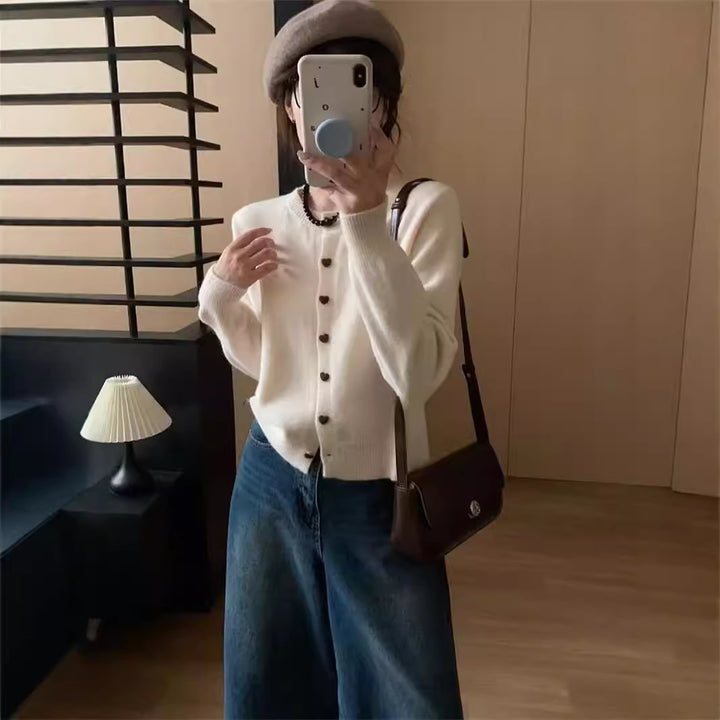 Damen weicher Strickcardigan mit Knöpfen und Rippstruktur Drune