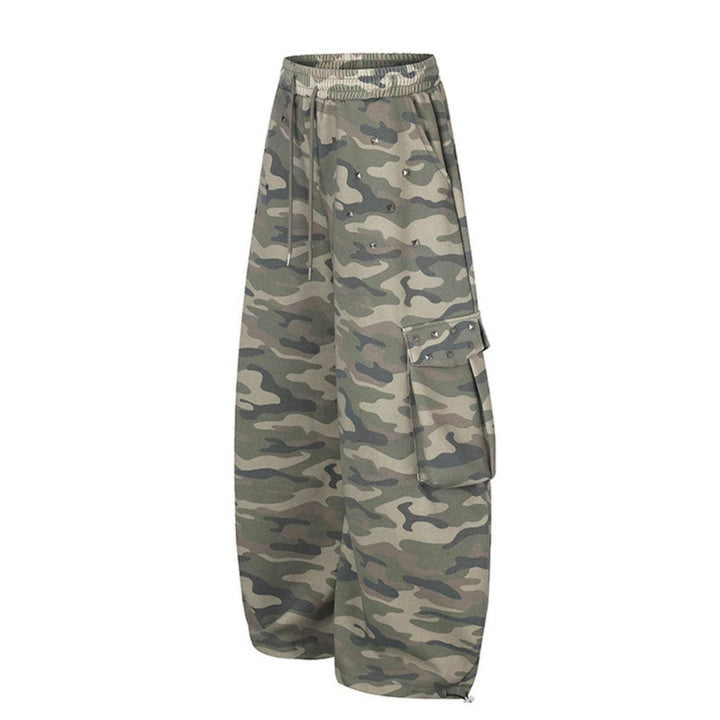 Damen Weite Cargohose im Camouflage-Design mit elastischem Bund und großen Taschen Drune