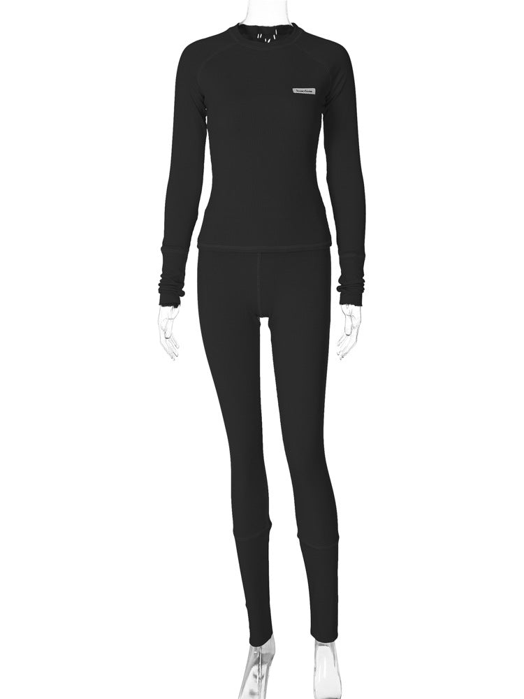 Damen Sportliches Funktions-Set mit langärmligem Oberteil und enganliegender Hose Drune