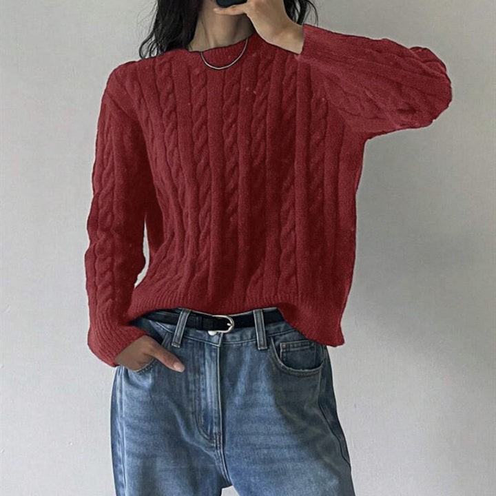 Damen Feiner Kabelstrickpullover mit Zopfmuster, Boxy‑Passform und verlängerten Rippbündchen Drune
