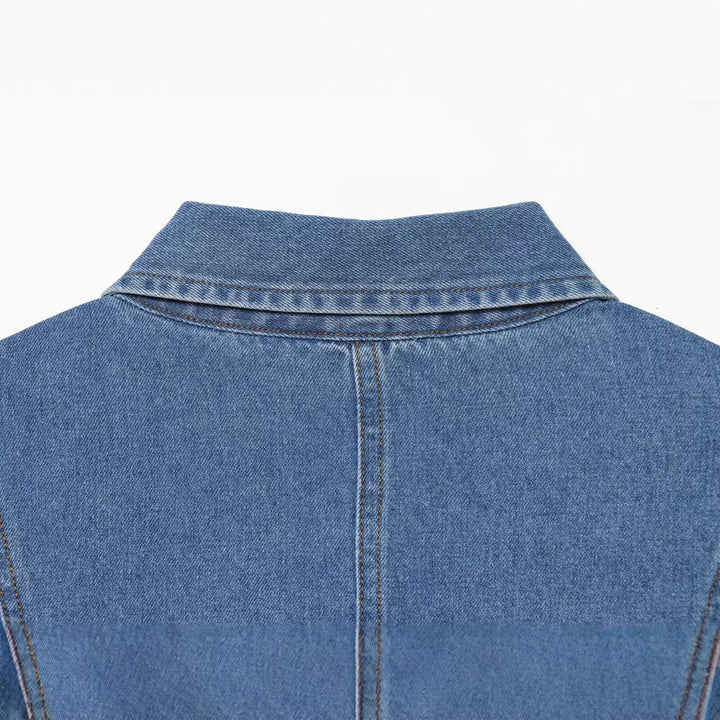 Damen Denim-Hemdblusenkleid mit Taillengürtel und ausgestellter A-Linie Drune