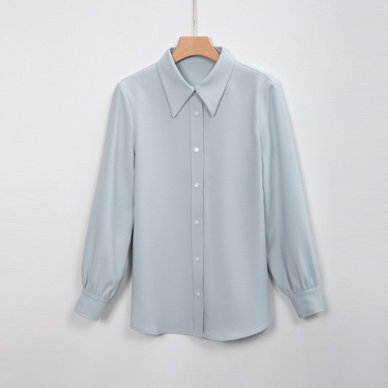 Damen Elegante Langarm Bluse mit Knopfleiste Drune