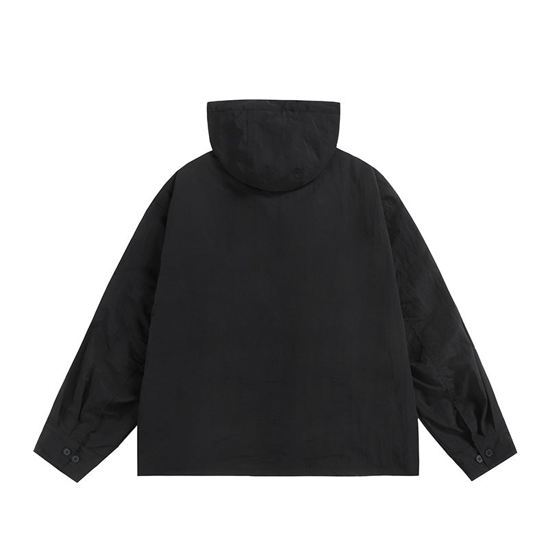 Unisex Ultraleichte Packbare Kapuzenjacke im Boxy-Relax-Schnitt mit Zwei-Wege-Metallreißverschluss Drune