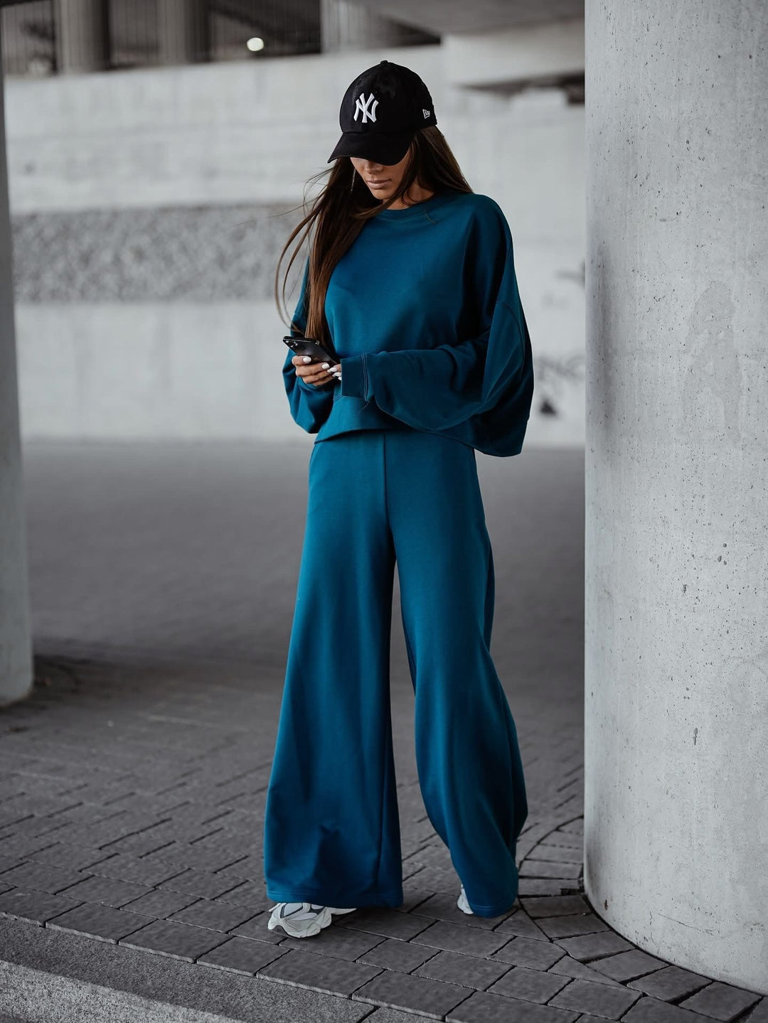 Damen Bequemer Oversized Freizeitanzug mit weitem Schnitt und übergroßem Kragen Drune