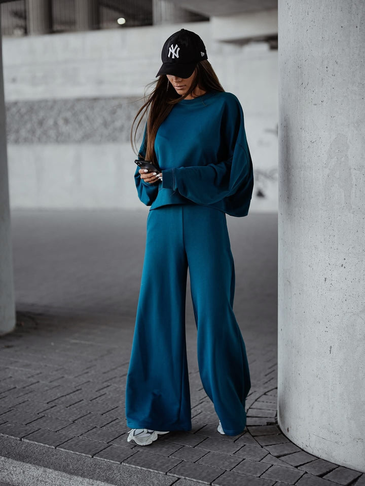 Damen Bequemer Oversized Freizeitanzug mit weitem Schnitt und übergroßem Kragen Drune