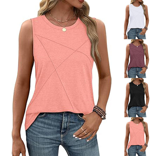 Damen ärmelloses T-Shirt mit modernem geometrischen Design Drune