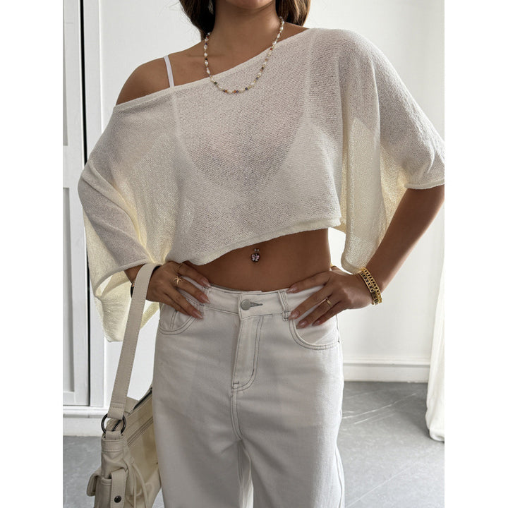 Damen Flockiges Crop-Top mit asymmetrischem Design und tiefem Ausschnitt Drune