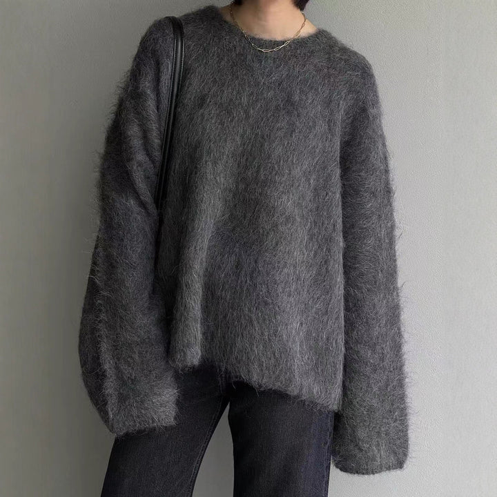 Damen Flauschiger Oversize-Pullover im Angora-Look mit kastiger Silhouette Drune