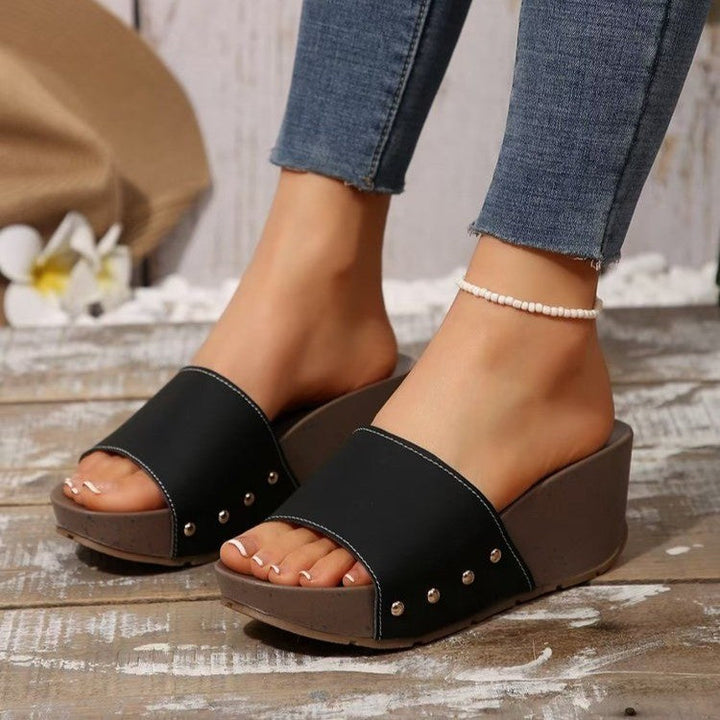 Damen Elegante und bequeme Keil-Pantoletten Drune