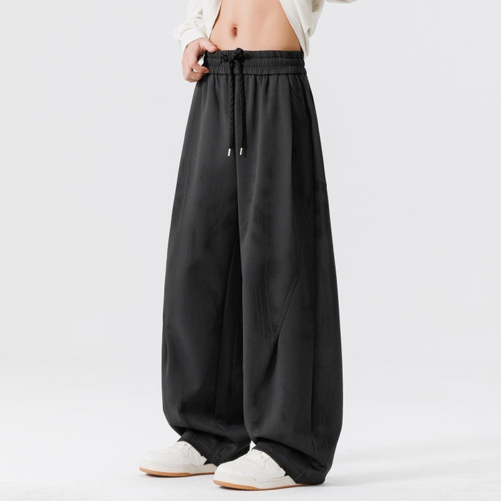 Herren Extraweite Relax-Freizeithose aus French-Terry mit Tunnelzug, Bügelfalten & Oversize-Bein Drune