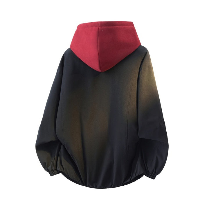 Unisex Oversize-Jacke im Lagenlook mit integrierter Kontrastkapuze und elastischem Saum Drune