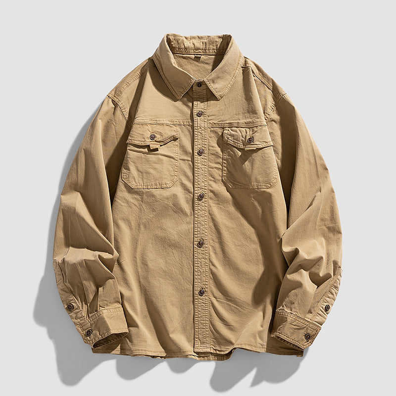 Herren Overshirt aus robustem Baumwoll‑Twill mit Pattentaschen und relaxed Fit Drune