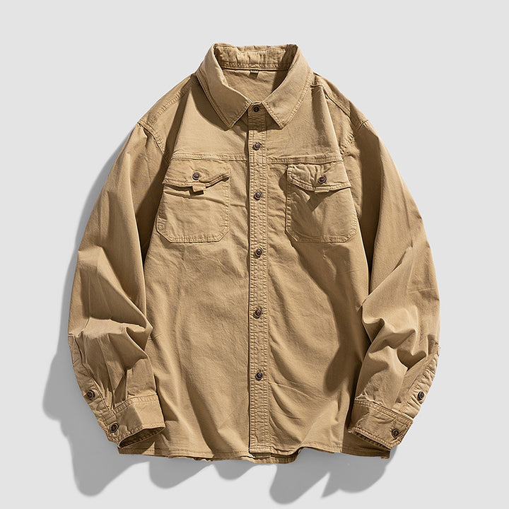 Herren Overshirt aus robustem Baumwoll‑Twill mit Pattentaschen und relaxed Fit Drune
