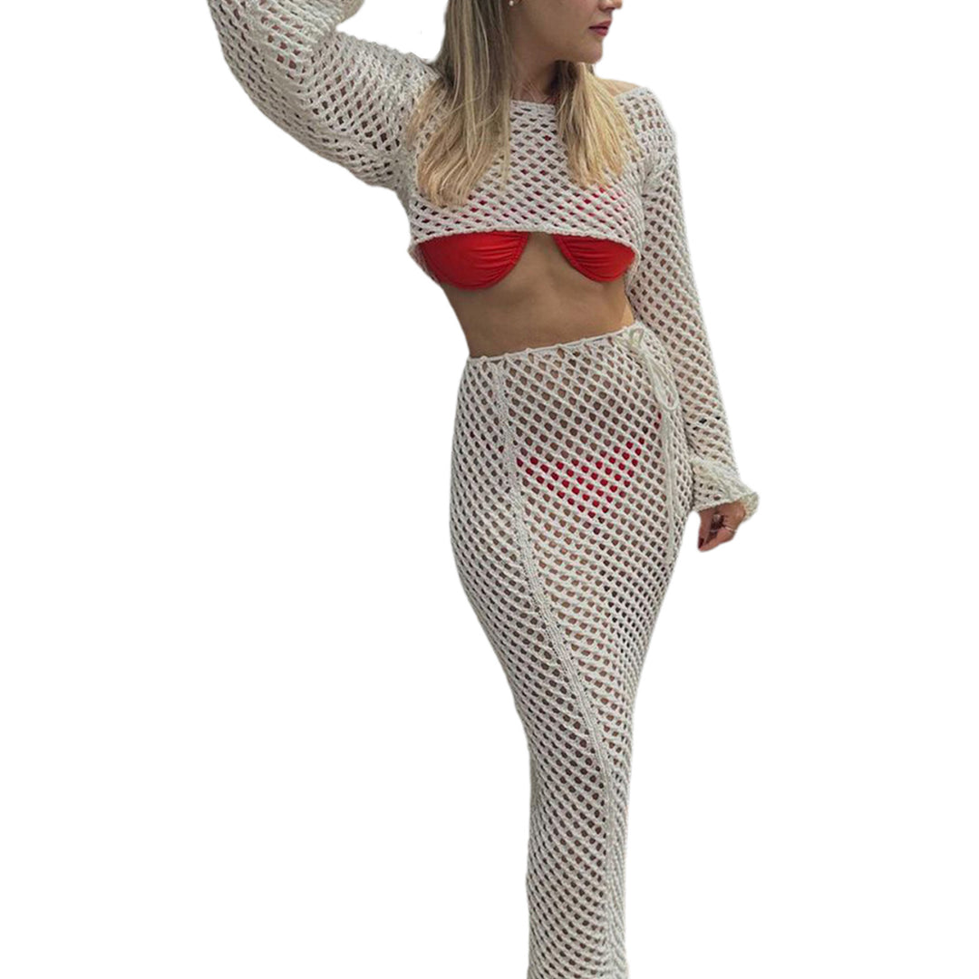 Damen Netzkleid mit langem Schnitt und stylishen Rüschen Drune