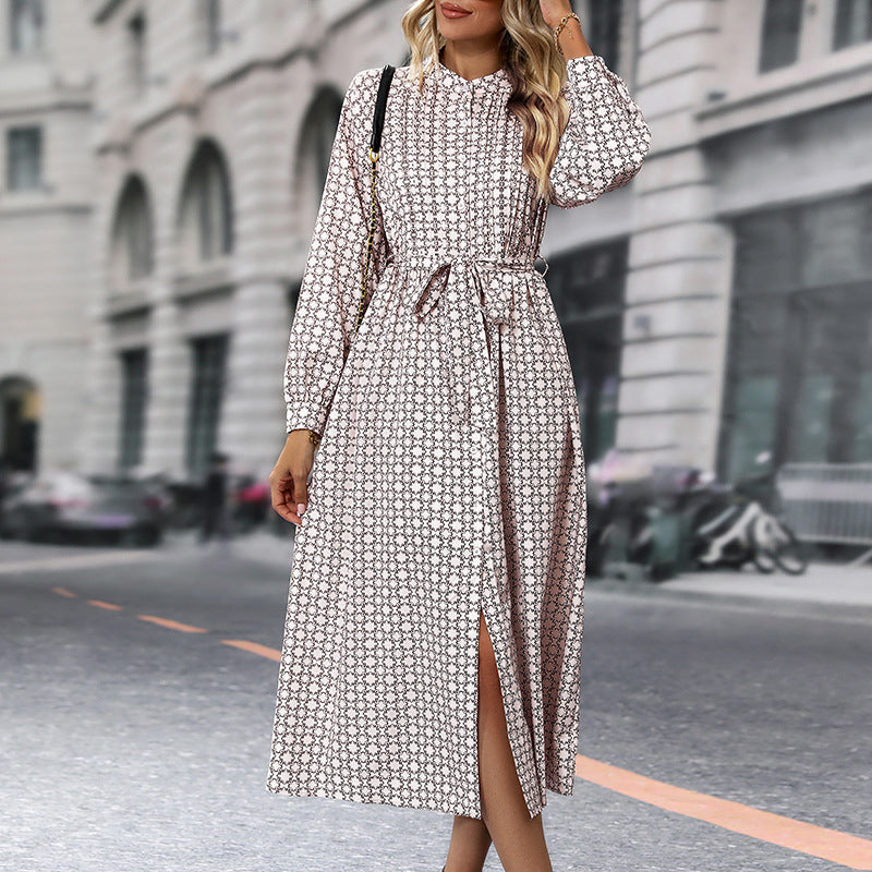 Damen Langarm Kleid mit Gürteldetail Drune