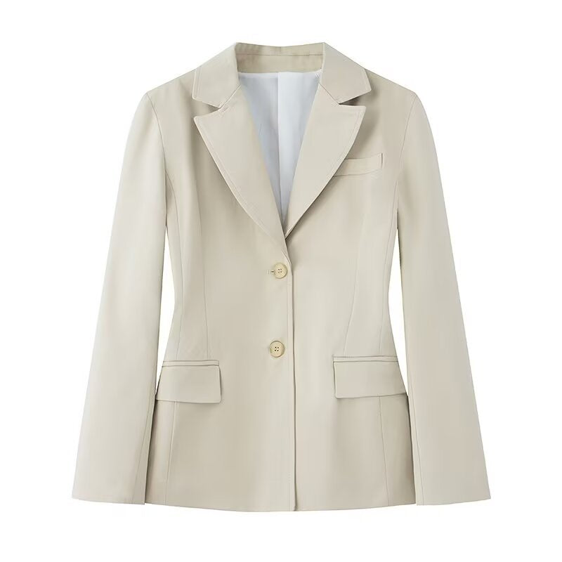 Damen 50+ taillierter Zweiknopf‑Blazer mit Reverskragen, Pattentaschen und Gehschlitz Drune