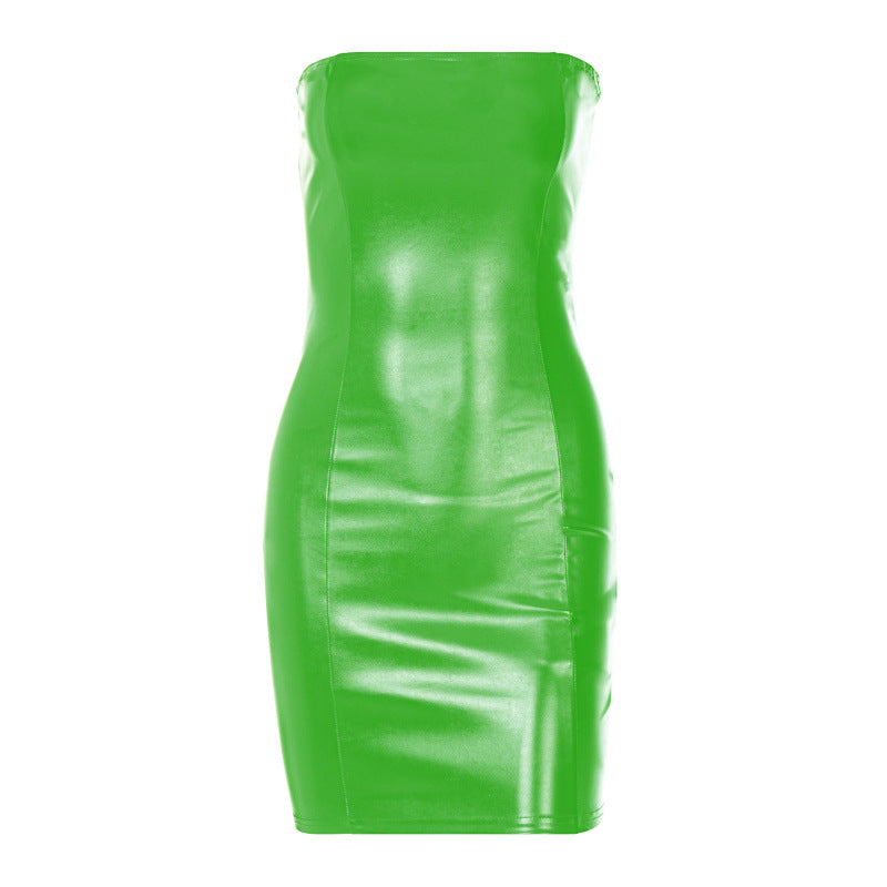 Damen Cocktailkleid aus hochglänzendem Kunstleder mit figurbetontem Schnitt Drune