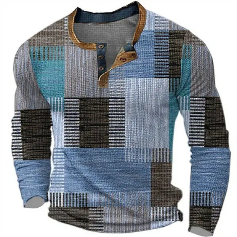 Herren Sportliches Langarmshirt mit Knopfleiste Drune