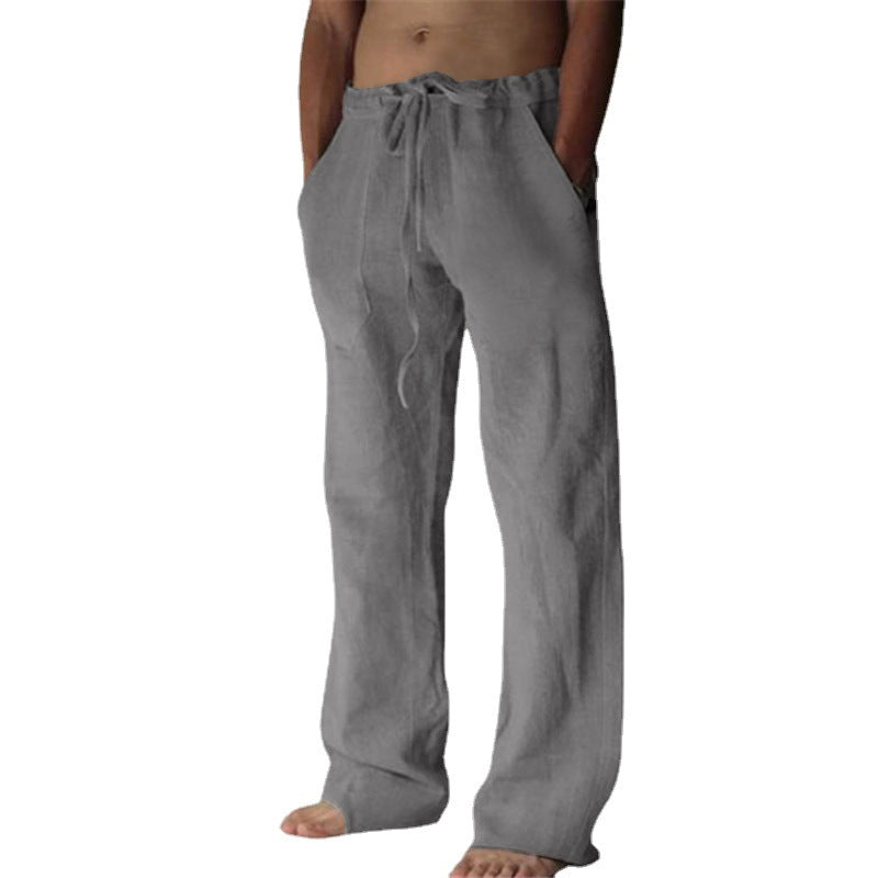 Herren nan lockere Leinenhose mit weitem Bein und Kordelzugbund Drune