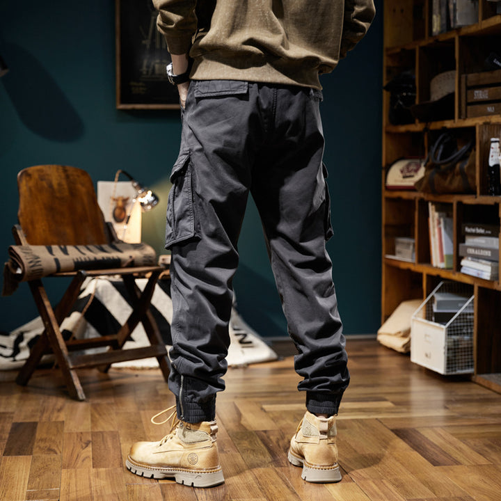 Herren Cargo-Joggerhose mit elastischem Bund, mehreren Utility-Taschen und gerippten Abschlüssen Drune