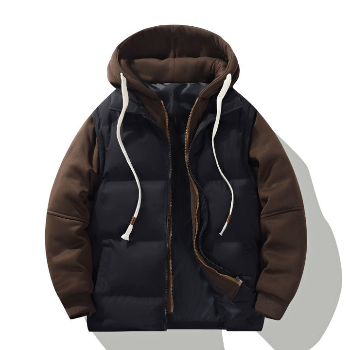 Herren zweilagige Kapuzen-Steppjacke mit abnehmbarer Wattierung und weichen Ärmelpanelen Drune